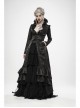 Stand-Up Collar Front Chest Hollow-Out Retro Button Back Stereo Lace Applique Black Gothic Jacquard Long Coat