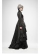 Stand-Up Collar Front Chest Hollow-Out Retro Button Back Stereo Lace Applique Black Gothic Jacquard Long Coat