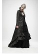 Stand-Up Collar Front Chest Hollow-Out Retro Button Back Stereo Lace Applique Black Gothic Jacquard Long Coat