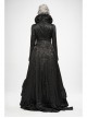 Stand-Up Collar Front Chest Hollow-Out Retro Button Back Stereo Lace Applique Black Gothic Jacquard Long Coat