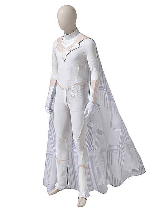 Wanda Vision White Vision Halloween Cosplay Costume White Bodysuit Full Set