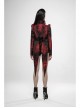 Stand-Up Collar Front Chest Frill Back Waist Lace-Up Swallowtail Hem Red Gothic Irregular Flocking Jacquard Coat