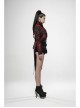 Stand-Up Collar Front Chest Frill Back Waist Lace-Up Swallowtail Hem Red Gothic Irregular Flocking Jacquard Coat