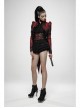 Stand-Up Collar Front Chest Frill Back Waist Lace-Up Swallowtail Hem Red Gothic Irregular Flocking Jacquard Coat