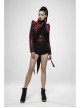 Stand-Up Collar Front Chest Frill Back Waist Lace-Up Swallowtail Hem Red Gothic Irregular Flocking Jacquard Coat