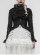 Lotus-Leaf-Side Collar Front Metal Zipper Long Sleeve Back Hollow-Out Lace-Up Black Gothic Lace Coat