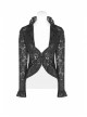 Lotus-Leaf-Side Collar Front Metal Zipper Long Sleeve Back Hollow-Out Lace-Up Black Gothic Lace Coat