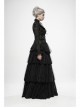 Lotus-Leaf-Side Collar Front Metal Zipper Long Sleeve Back Hollow-Out Lace-Up Black Gothic Lace Coat