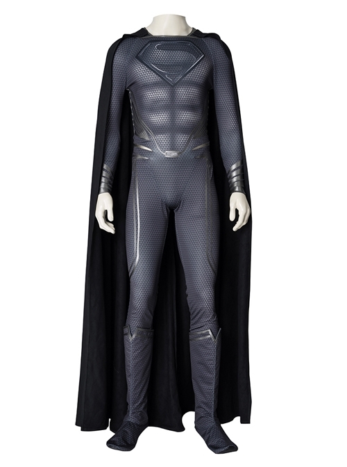 Man Of Steel 2 Superman Clark Kent Black Battle Suit Halloween Cosplay Costume Set