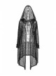 Black Long Sleeve Metal Buckle Cuff Punk Bright Knitting Mesh Hooded Women Coat