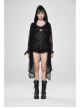 Black Long Sleeve Metal Buckle Cuff Punk Bright Knitting Mesh Hooded Women Coat