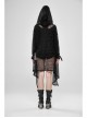 Black Long Sleeve Metal Buckle Cuff Punk Bright Knitting Mesh Hooded Women Coat