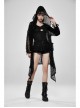 Black Long Sleeve Metal Buckle Cuff Punk Bright Knitting Mesh Hooded Women Coat