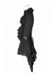 Stand-Up Collar Front Decoration Buckle Flare Sleeve Back Waist Lace-Up Frill Lace Rear Hem Black Gothic Coat