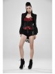 Stand-Up Collar Front Decoration Buckle Flare Sleeve Back Waist Lace-Up Frill Lace Rear Hem Black Gothic Coat