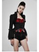 Stand-Up Collar Front Decoration Buckle Flare Sleeve Back Waist Lace-Up Frill Lace Rear Hem Black Gothic Coat
