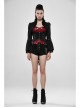 Stand-Up Collar Front Decoration Buckle Flare Sleeve Back Waist Lace-Up Frill Lace Rear Hem Black Gothic Coat