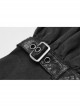 Stand-Up Collar Front Decoration Buckle Flare Sleeve Back Waist Lace-Up Frill Lace Rear Hem Black Gothic Coat