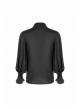 V-Neck Front Chest Flounces Pleated Bubble Sleeve Black Gothic Shirt