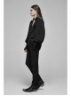 V-Neck Front Chest Flounces Pleated Bubble Sleeve Black Gothic Shirt