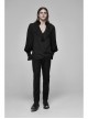 V-Neck Front Chest Flounces Pleated Bubble Sleeve Black Gothic Shirt