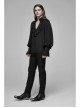 V-Neck Front Chest Flounces Pleated Bubble Sleeve Black Gothic Shirt