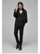 V-Neck Front Chest Flounces Pleated Bubble Sleeve Black Gothic Shirt