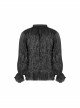 V-Neck Collar Front Chest Decoration Button Long Sleeve Flounce Cuff Black Gothic Pleated Shirt