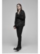 V-Neck Collar Front Chest Decoration Button Long Sleeve Flounce Cuff Black Gothic Pleated Shirt