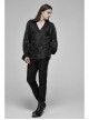 V-Neck Collar Front Chest Decoration Button Long Sleeve Flounce Cuff Black Gothic Pleated Shirt
