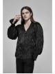 V-Neck Collar Front Chest Decoration Button Long Sleeve Flounce Cuff Black Gothic Pleated Shirt