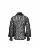 V-Neck Frill Collar Bubble Sleeve Flounce Cuff Black Gothic Transparent Lace Shirt