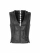 V-Neck Shoulder Metal D-Buckle Back Metal Eyelets Lace-Up Black Punk Vest