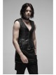 V-Neck Shoulder Metal D-Buckle Back Metal Eyelets Lace-Up Black Punk Vest