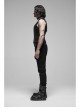 V-Neck Shoulder Metal D-Buckle Back Metal Eyelets Lace-Up Black Punk Vest