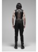V-Neck Shoulder Metal D-Buckle Back Metal Eyelets Lace-Up Black Punk Vest