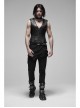 V-Neck Shoulder Metal D-Buckle Back Metal Eyelets Lace-Up Black Punk Vest