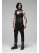V-Neck Shoulder Metal D-Buckle Back Metal Eyelets Lace-Up Black Punk Vest