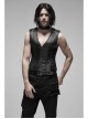 V-Neck Shoulder Metal D-Buckle Back Metal Eyelets Lace-Up Black Punk Vest
