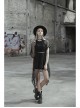 Steam Punk Female Black Mesh Hollow High Waist Irregular Hem Dress