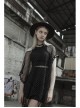 Steam Punk Female Black Mesh Hollow High Waist Irregular Hem Dress