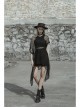 Steam Punk Female Black Mesh Hollow High Waist Irregular Hem Dress