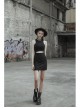 Steam Punk Female Black Mesh Hollow High Waist Irregular Hem Dress