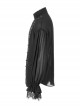 High Collar Front Hollow-Out Embroidery Lantern Sleeve Lace Cuff Black Gothic Light Woven Shirt