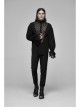 High Collar Front Hollow-Out Embroidery Lantern Sleeve Lace Cuff Black Gothic Light Woven Shirt