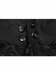 High Collar Front Hollow-Out Embroidery Lantern Sleeve Lace Cuff Black Gothic Light Woven Shirt