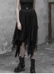 Steam Punk Female Chiffon Lace Irregular Hem Pleated Skirt