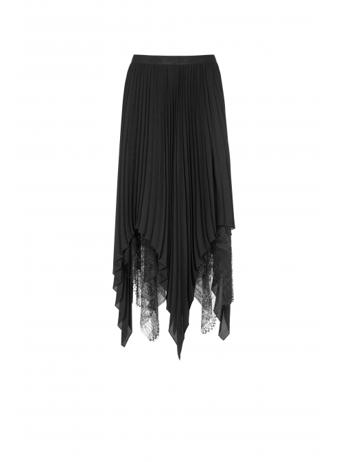 Steam Punk Female Chiffon Lace Irregular Hem Pleated Skirt