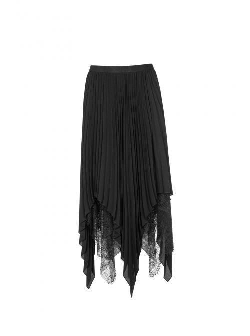 Steam Punk Female Chiffon Lace Irregular Hem Pleated Skirt