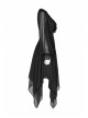Gothic Female Black High Waist V-neck Long Chiffon Dress